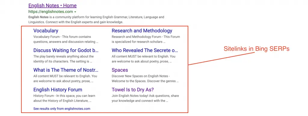 How to Add Sitelinks to Google Search Results? 3 Easy Steps 3 Sitelinks in Bing SERPs Example 1