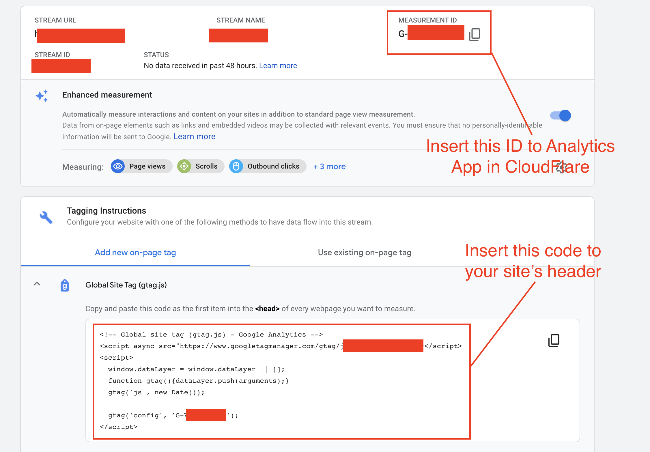 Finding GA4 ID and JS Code