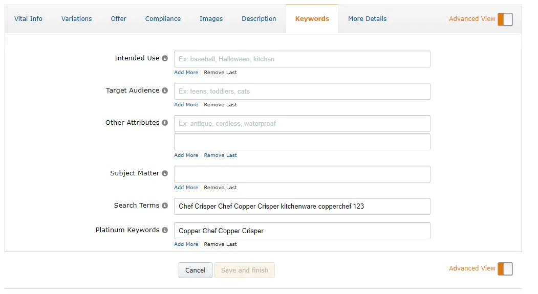 amazon backend keywords