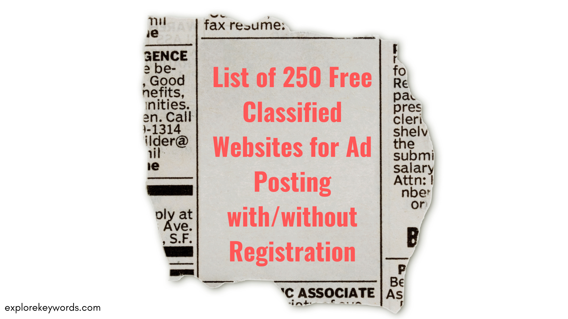 List of 250 Free Classified Websites for Ad Posting with:without Registration