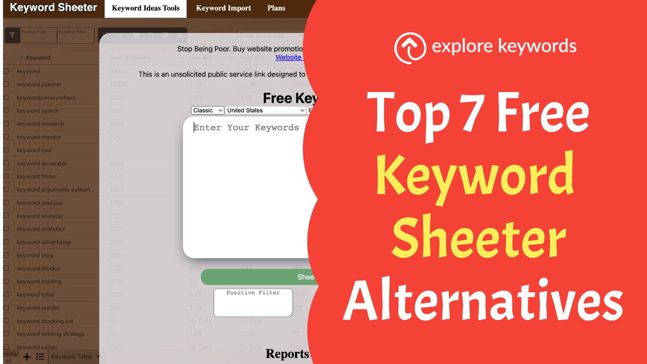 Top 7 Free Keyword Sheeter Alternatives